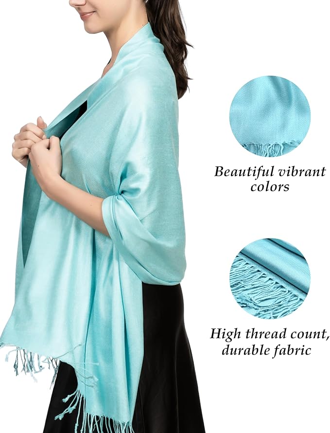 Achillea Soft Silky Pashmina Scarf for Women – Shawl Wrap for Evening Dresses, Bridesmaids, Weddings & Everyday Wear