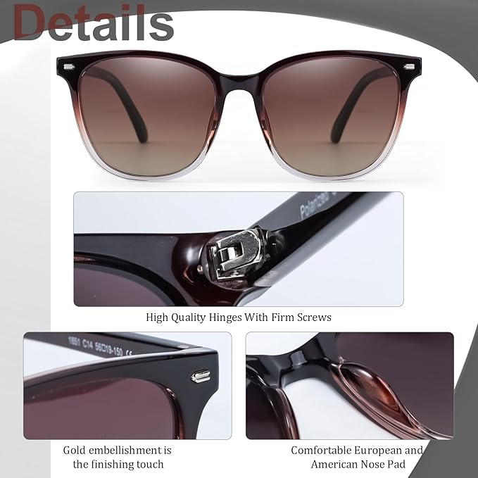 Myiaur Polarized Sunglasses for Women, Square Mirrored Trendy Shades with UV Protection Reduce Glare Sun Glasses