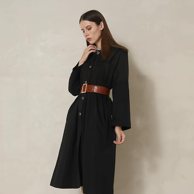Wide Belts for Women Leather Wide Belts Fashion Thick Black Belt With Gold Buckle Belt for Dresses