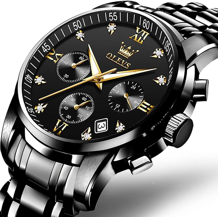 OLEVS Mens Watches Waterproof Stainless Steel Adjustable Bracelet Watch Quartz Analog Watch for Men Fashion Business Classic Mens's Wrist watch's Casual Watches Gold/Blue/Black/White/Face/Dial