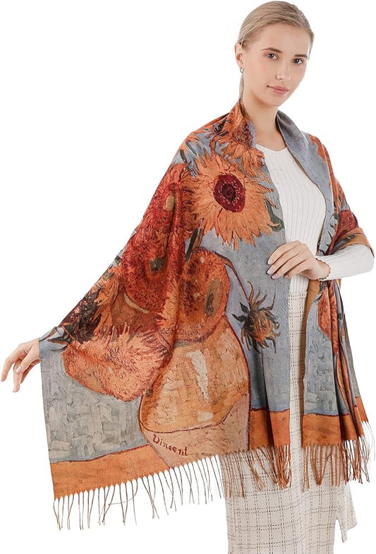 Scarf Shawl Wraps for Women Pashmina Soft Cashmere Scarf Printed Large Blanket Scarf Warm for Fall Winter
