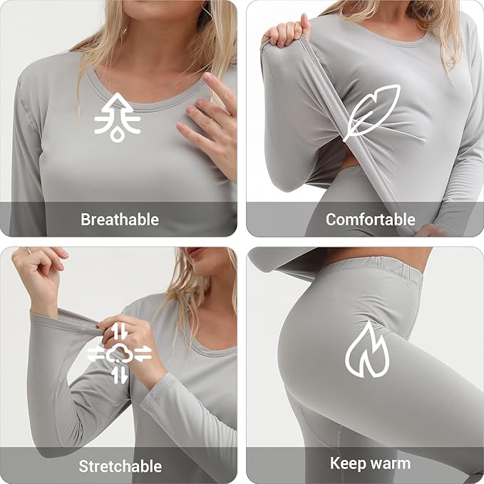 PISIQI Thermal Underwear Women Ultra-Soft Long Johns Set Base Layer Skiing Winter Warm Top & Bottom