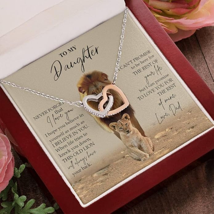 VIRAGIL To My Daughter Gift Necklace From Dad or Mom - Badass Daughter Jewelry With Heartfelt Message & Elegant Box