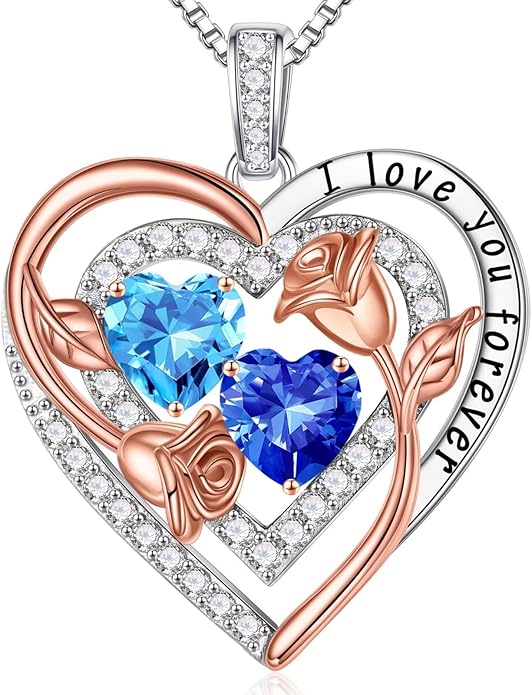 Iefil Mothers Day Gifts for Wife - Sterling Silver Birthstone Necklace Birthday Gifts for Her Wife