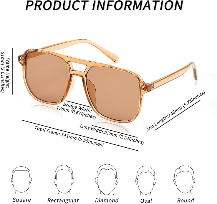 FEISEDY Retro Square Aviator Sunglasses Women Men 70s Vintage Trendy Plastic Frame Sun Glasses B2835