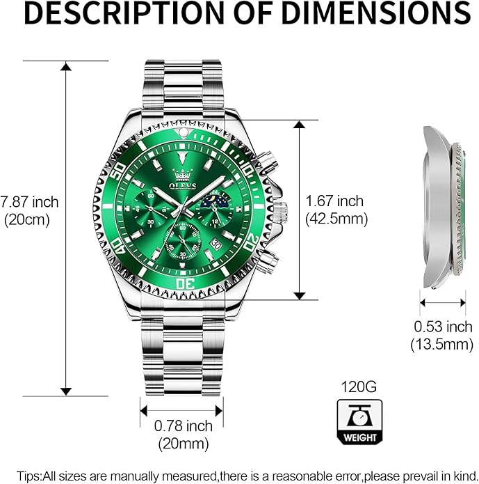 OLEVS Mens Watches Big Face Stainless Steel Waterproof Date Analog Quartz Watches Fashion BusinessWrist Watches for Men…