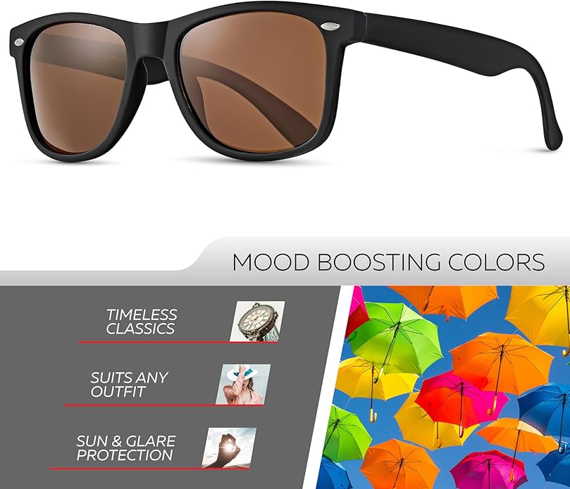 Retro Rewind Polarized Sunglasses for Men and Women - UV Protection Classic Sun Glasses