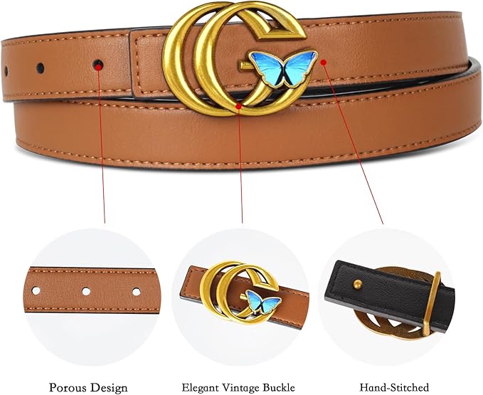 Relang Women's Belts with Gold Buckle, Fashion Waist Band, Elegant Ladies' Belt, Gift for Women