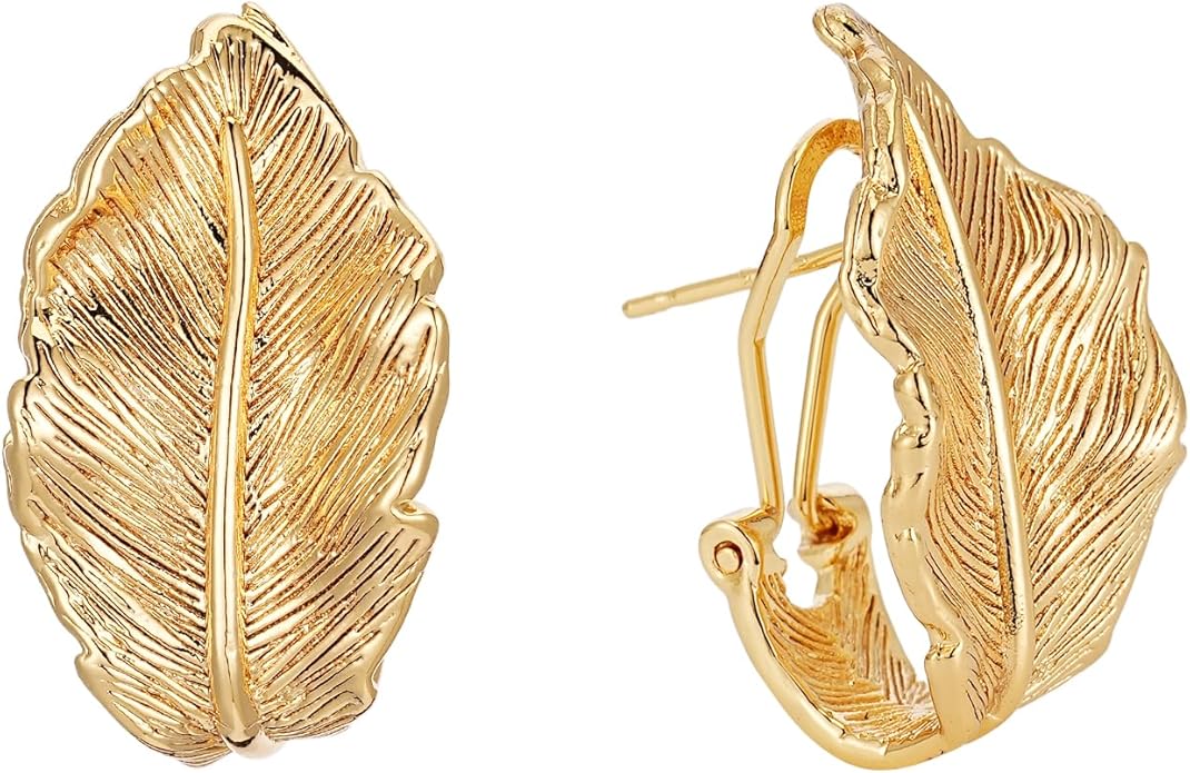 Large Gold Earrings for Women, Chunky Gold Statement Drop Dangle Earring Maple Leave Ginko Leaf Jewelry Gifts