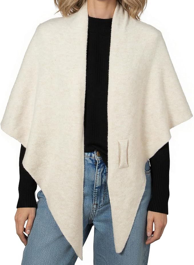 RIIQIICHY Shawl Wrap Women Pashmina Triangle Cape Knit Sweater Scarf for Fall Winter Fashion Accessory