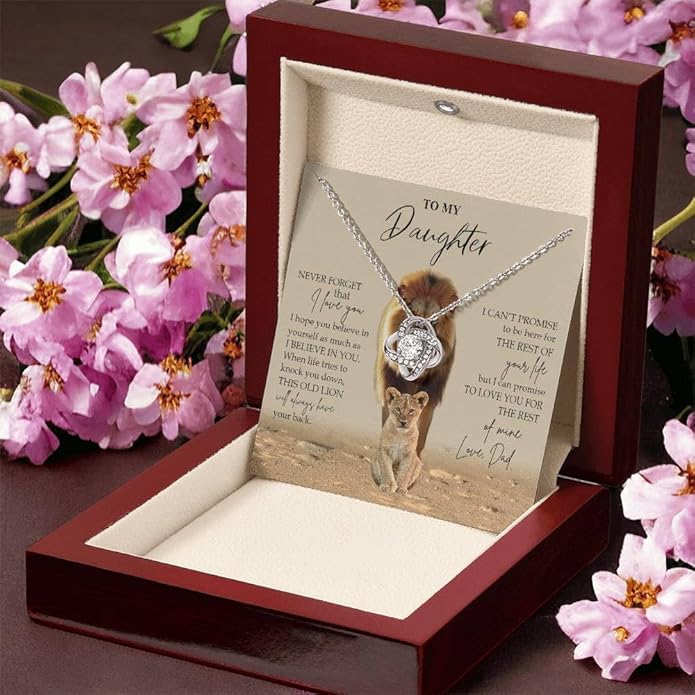 VIRAGIL To My Daughter Gift Necklace From Dad or Mom - Badass Daughter Jewelry With Heartfelt Message & Elegant Box