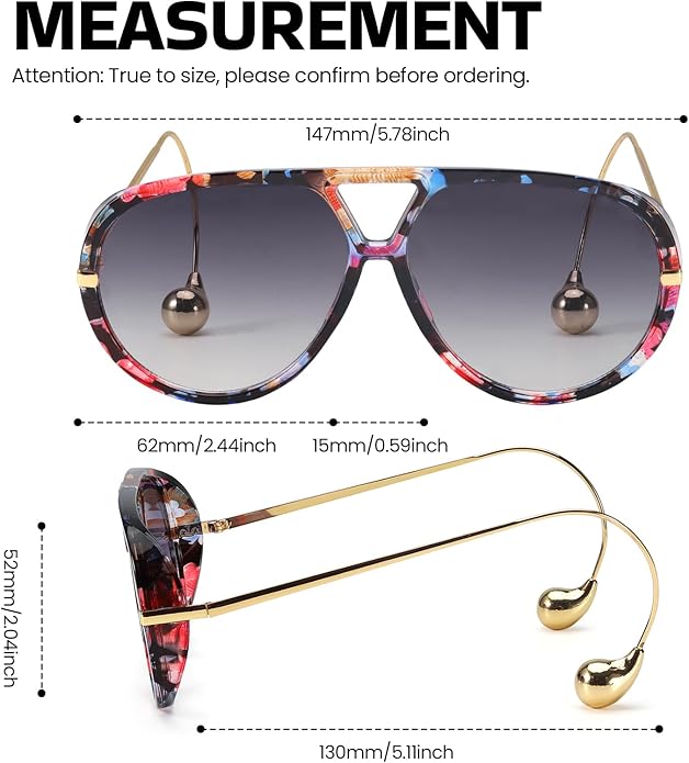 SODQW Oversized Aviator Sunglasses for Women With Earring Trendy Large Big XL Size 2025 Designer Ladies Shades
