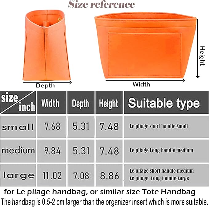 Lckaey Purse Organizer Insert for longchamps bags for women(Large) Handbags Organizer 1012orange-L
