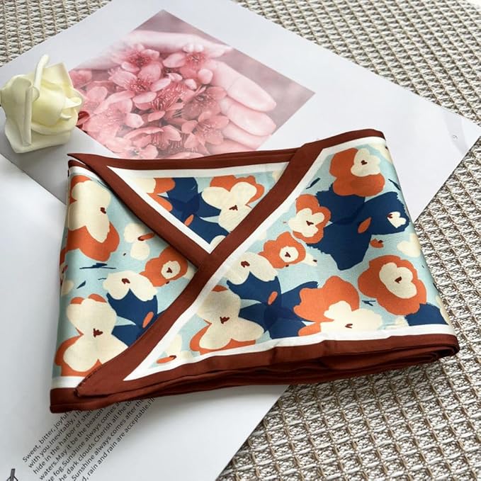 Silk Head Scarf for Hair Fashion Headwrap for Women Lightweight Neck Tie