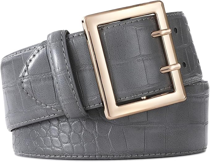 Wide Belts for Women Leather Wide Belts Fashion Thick Black Belt With Gold Buckle Belt for Dresses