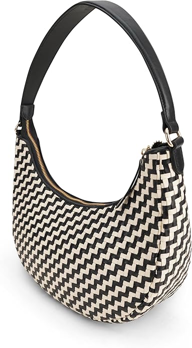 Handmade Woven Genuine Leather Bag, Premium Quality, Crossbody Purse & Hobo Handbag, Diagonal Pattern, 11.81x3.94x9.06 Inches