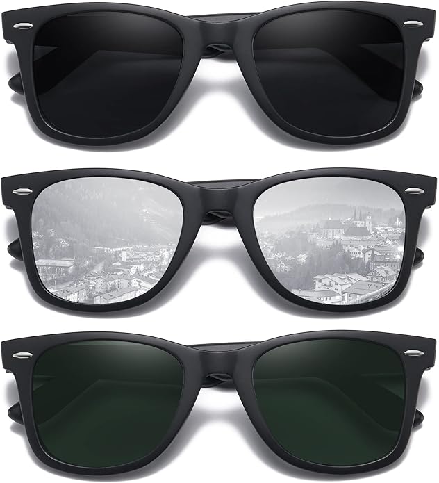 MEETSUN Retro Polarized Sunglasses for Women Men Classic Mirror Lens Driving Trendy Sun Glasses UV Protection (3 Pack)