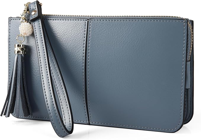 befen Genuine Leather Wristlet Clutch for Women Ultra-Slim Ladies Credit Card Holder Wallet Purses with RFID Protection
