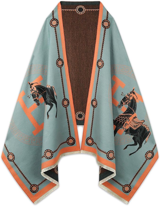 EXTREE Scarfs for Women Pashmina Silky Shawl Wrap for Evening Dressing Blanket Open Front Poncho Cape