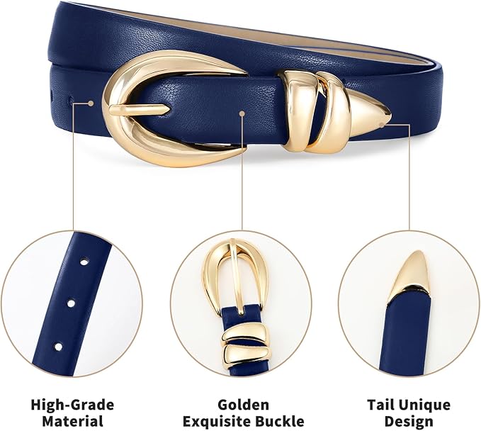 Fashion Waist Belt with Gold Buckle Women's Belts for Jeans Stylish Leather Belts for Women
