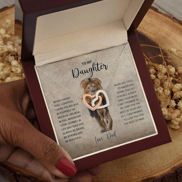 VIRAGIL To My Daughter Gift Necklace From Dad or Mom - Badass Daughter Jewelry With Heartfelt Message & Elegant Box