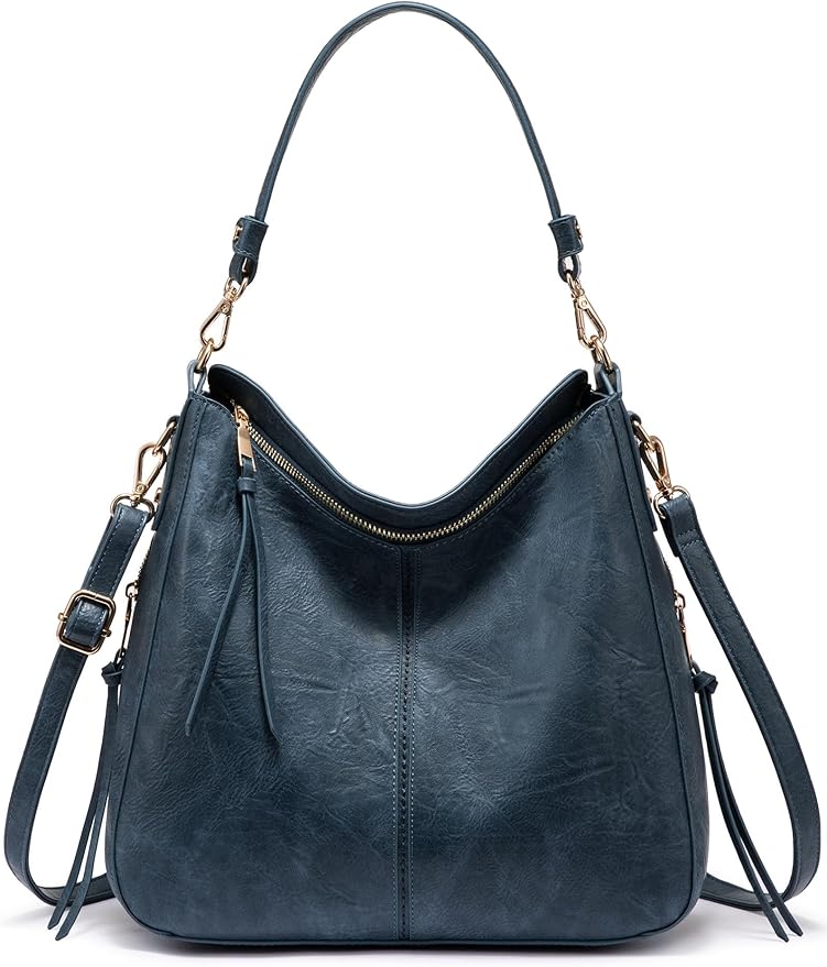 Realer Hobo Crossbody Bags for Women Designer Faux Leather Hobo Handbags Retro Large Size Shoulder Bag Bucket Purse