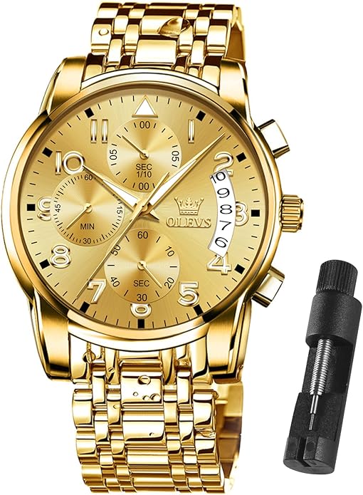 OLEVS Mens Watches Waterproof Stainless Steel Adjustable Bracelet Watch Quartz Analog Watch for Men Fashion Business Classic Mens's Wrist watch's Casual Watches Gold/Blue/Black/White/Face/Dial