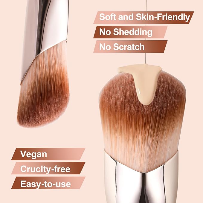 Angled Foundation Brush and Under Eye Concealer Brush, 2 piece Foundation Brush for Liquid Makeup, Cream, Stick Concealer Foundation Nose Contour Eyeshadow Blending