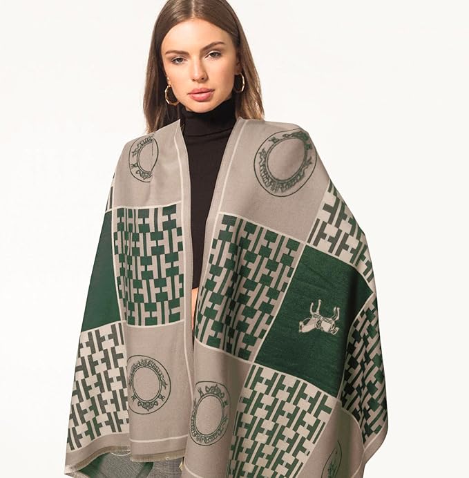 EXTREE Scarfs for Women Pashmina Silky Shawl Wrap for Evening Dressing Blanket Open Front Poncho Cape