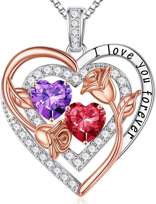 Iefil Mothers Day Gifts for Wife - Sterling Silver Birthstone Necklace Birthday Gifts for Her Wife