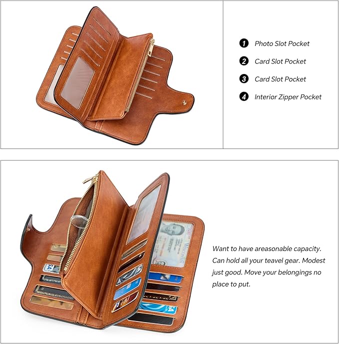 CLUCI Wallet For Women PU Leather RFID Blocking Womens Wallet Bifold Card Holder with ID Window Gifts for Women Birthday | RFID Blocking, Designer, Trifold, Card Holder, ID Window