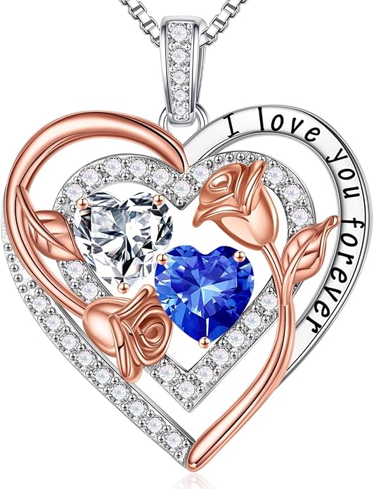 Iefil Mothers Day Gifts for Wife - Sterling Silver Birthstone Necklace Birthday Gifts for Her Wife