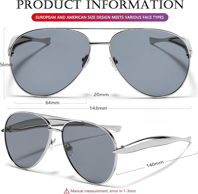 AIEYEZO Gold Aviator Sunglasses for Women Men Oversized Thick Frame Sun Glasses Fashion Retro Sardine Pilot Shades