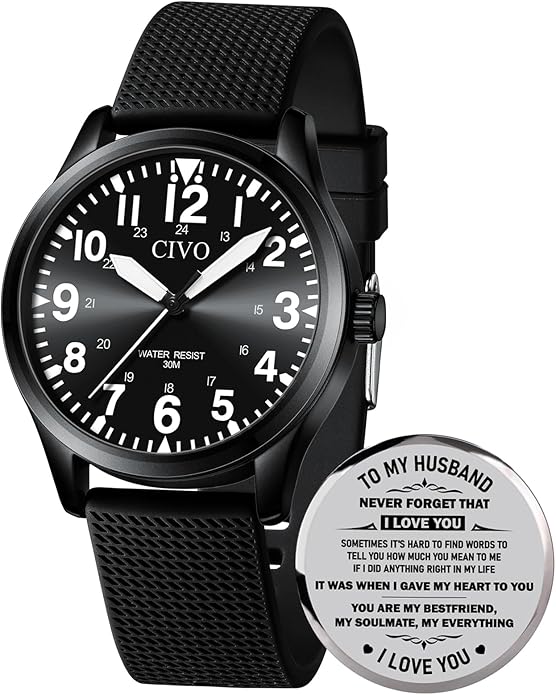 CIVO Analog Wrist Watches for Men: Waterproof Stainless Steel Mens Watches - Silver Watch with Easy Read Dial Men's Watch for Gift