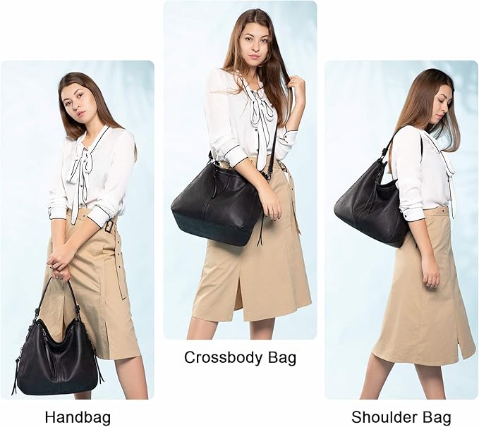 Realer Hobo Crossbody Bags for Women Designer Faux Leather Hobo Handbags Retro Large Size Shoulder Bag Bucket Purse
