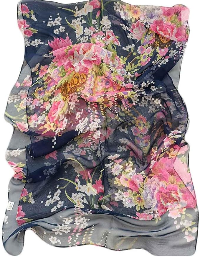 Pokeedioty Scarfs for Women Lightweight Fashion Scarves Elegant Floral Pattern Sheer Scarfs