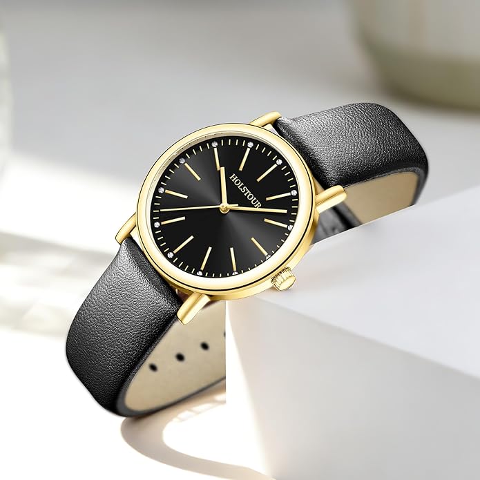 Watches for Women Crystal Accented Fashion Watch with Leather Band Gifts for Women