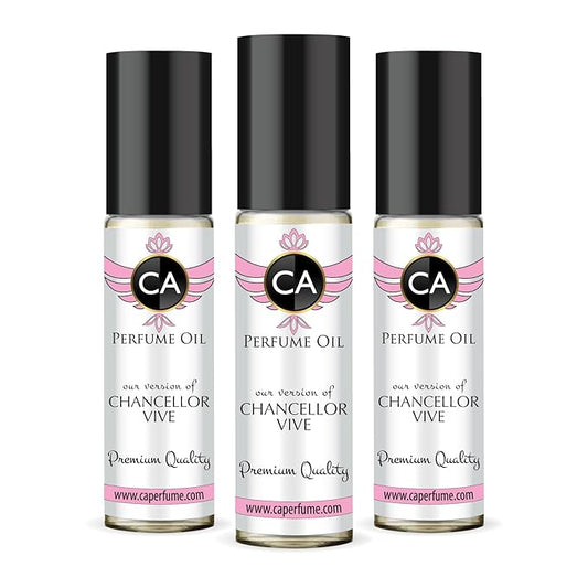 CA Perfume Impression of Chancellor Eau Vive for Women Eau De Parfum Floral Woody Musk Scent Long Lasting Perfumes for Women Travel Size TSA Ready for Day and Night Wear 0.33 Fl Oz 10ml (Pack of 3)
