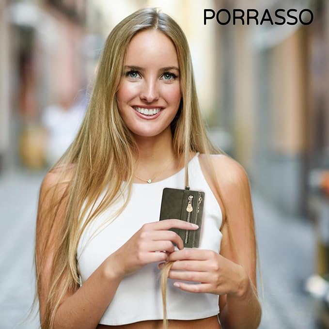 Women's Vintage Genuine Leather Handbag Wallet Dark Billfold Purse with Snap Closure for Daily Essentials (Green)
