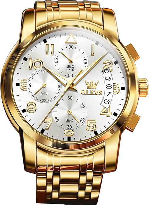 OLEVS Mens Watches Waterproof Stainless Steel Adjustable Bracelet Watch Quartz Analog Watch for Men Fashion Business Classic Mens's Wrist watch's Casual Watches Gold/Blue/Black/White/Face/Dial
