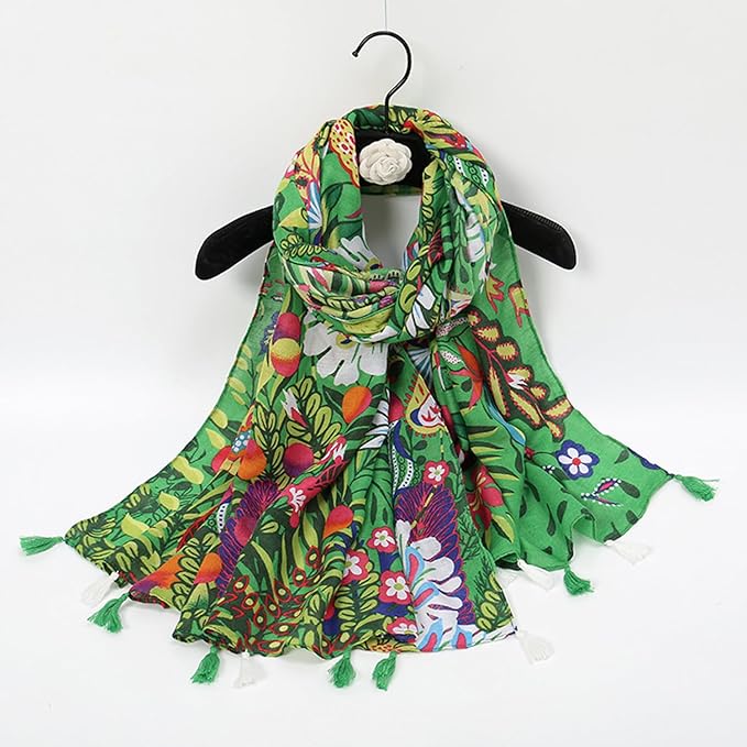 YOUR SMILE Large Boho Scarf for Women Lightweight Floral Printed Scarves Fall Winter Fashion Fringed Shawl wraps