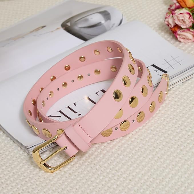 VATAN Women Leather Belt for Jeans Dresses Pants Fashion Ladies Casual Waist Belt with Gold Buckle