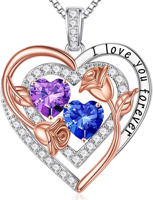 Iefil Mothers Day Gifts for Wife - Sterling Silver Birthstone Necklace Birthday Gifts for Her Wife