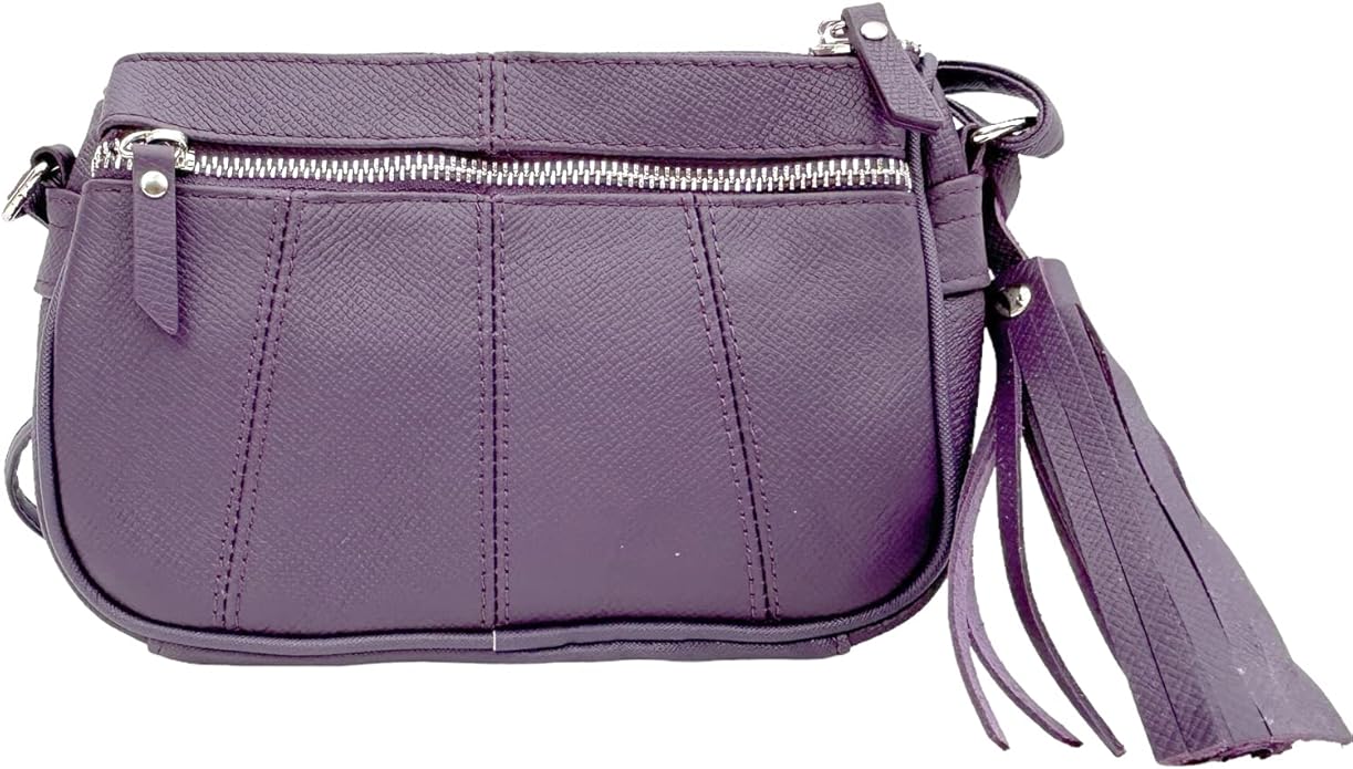 Cowhide Leather Women's Shoulder Purse Small Cross Body Organizer Bag with Many Pockets