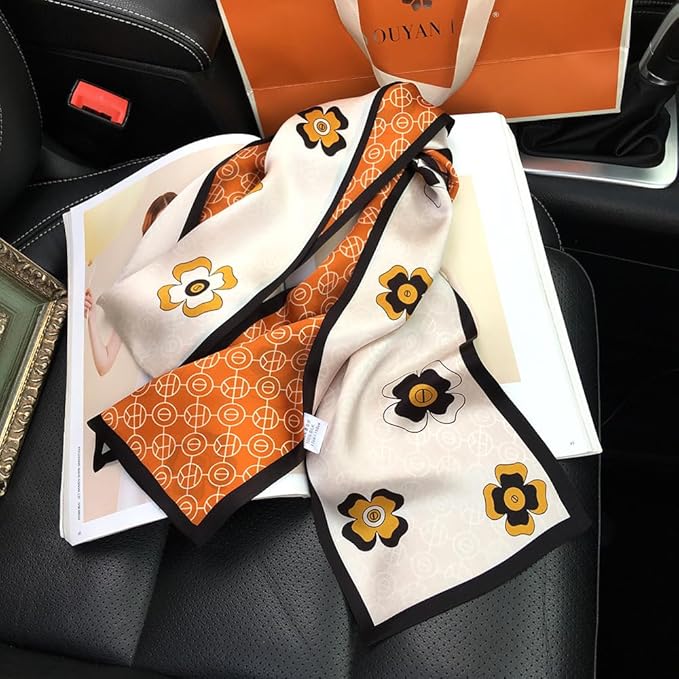 100% Mulberry Silk Ribbon Scarf for Hair Beach Head Wraps for Women Handbag accessories Necktie