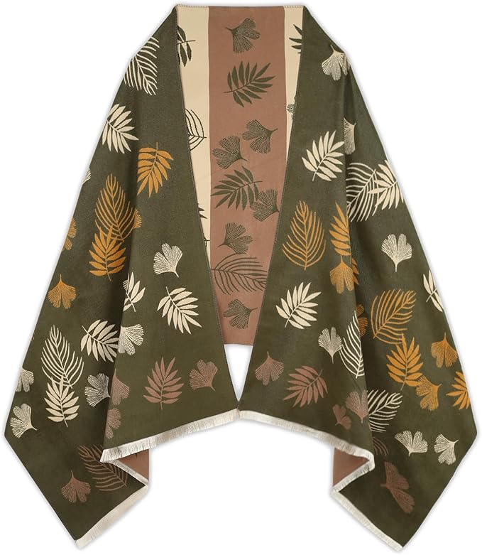EXTREE Scarfs for Women Pashmina Silky Shawl Wrap for Evening Dressing Blanket Open Front Poncho Cape