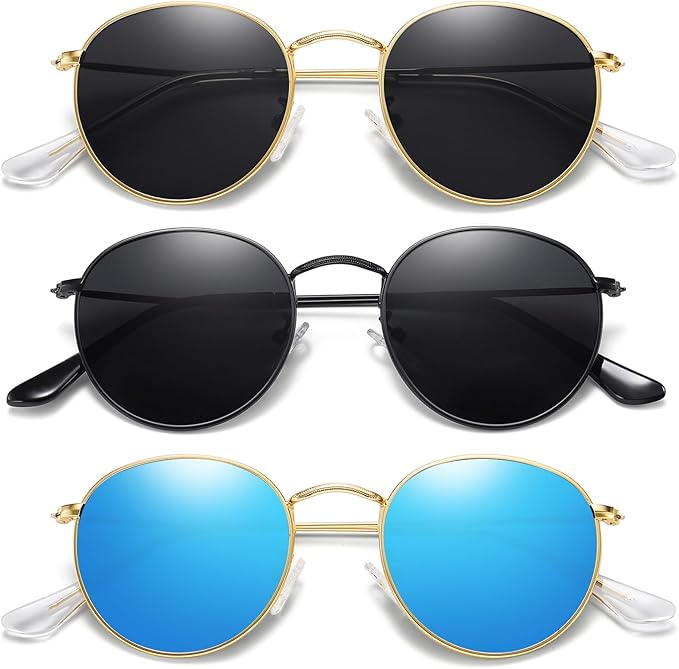 MEETSUN Round Polarized Sunglasses for Women Men Classic Retro Metal Frame Sun Glasses UV Protection