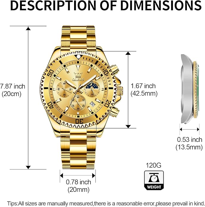 OLEVS Mens Watches Big Face Stainless Steel Waterproof Date Analog Quartz Watches Fashion BusinessWrist Watches for Men…