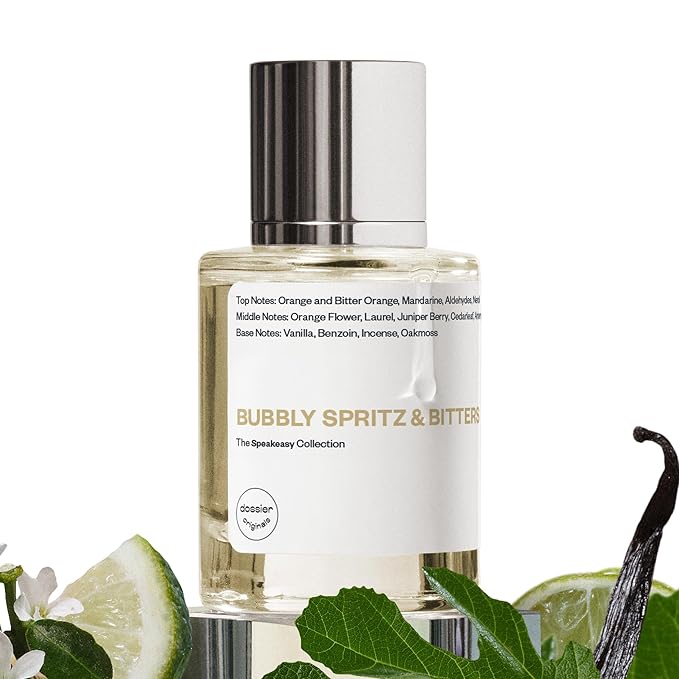 Dossier Bubbly Spritz & Bitters Eau de Parfum for All - 50ml / 1.7oz - Sparkling Citrus Aromatic Fragrance with Grapefruit, Neroli & Vetiver - Vegan, Clean, Genderless Perfume