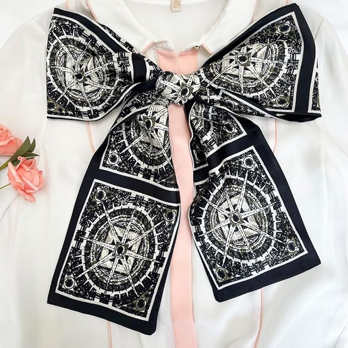 Silk Head Scarf for Hair Fashion Headwrap for Women Lightweight Neck Tie